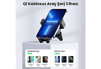 UGREEN Magsafe 15W Kablosuz Araç İçi Hızlı Şarj Cihazı Siyah