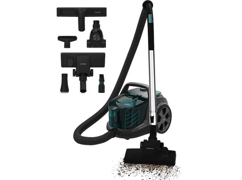 Aspirador sin bolsa - Cecotec Conga Rockstar Cyclonic XL ProAnimal, Potencia 900 W, Depósito 2.8 L, Doble filtro HEPA, 5 accesorios, Blue