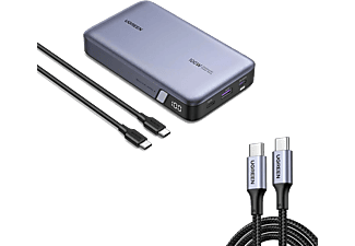 UGREEN 20.000 mAh 100W PD Hızlı Şarj 2xUSB-C 1xUSB-A Taşınabilir Şarj Cihazı Gri 