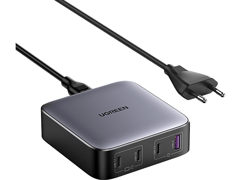 UGREEN Nexode 100W GaN Masaüsü Hızlı Şarj Cihazı Type-C QC PD 4 Portlu 3xUSB-C 1xUSB-A Gri 90928