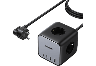 UGREEN DigiNest Cube 65W GaN 2 Hızlı Şarj Cihazı 2xUSB-C 2xUSB-A 3'lü Akım Korumalı Grup Priz Uzay Grisi_0