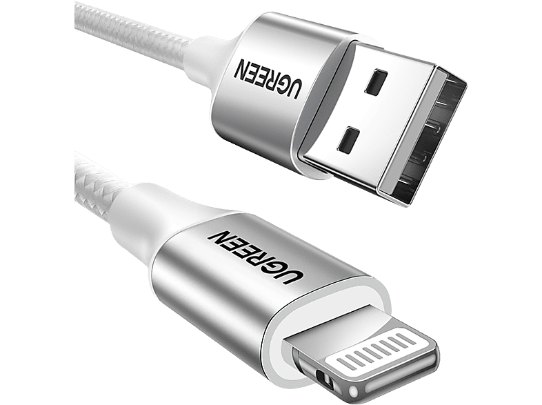 UGREEN Lightning to USB-A Örgülü MFi Sertifikalı iPhone Hızlı Şarj Kablosu (1 m) Gümüş_0