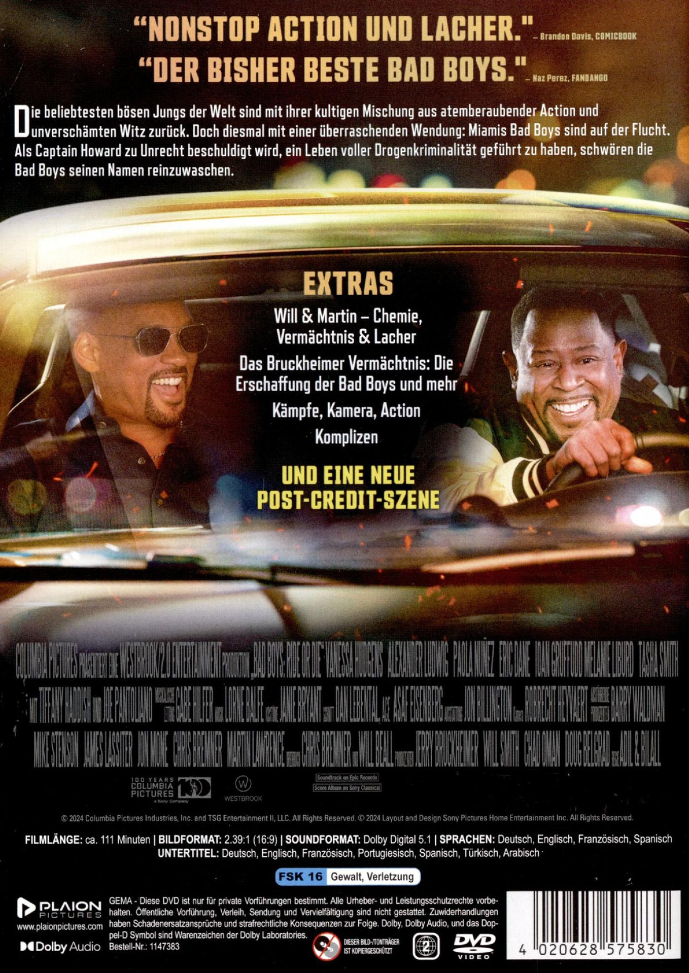 Die Rückseite einer DVD-Hülle mit Will Smith und Martin Lawrence und Text über den Film.