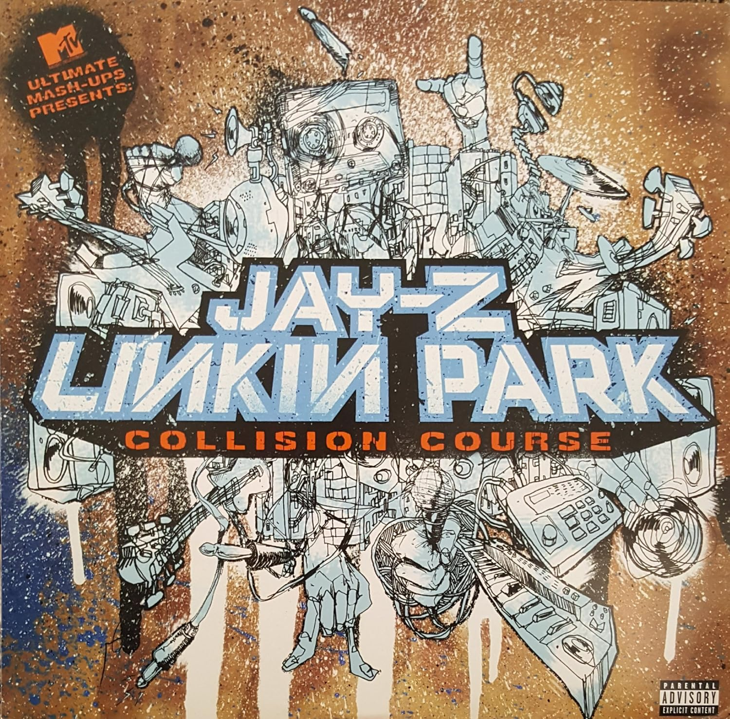 Jay-Z és a Linkin Park Collision Course című albumának borítója. Képek kollázsa.