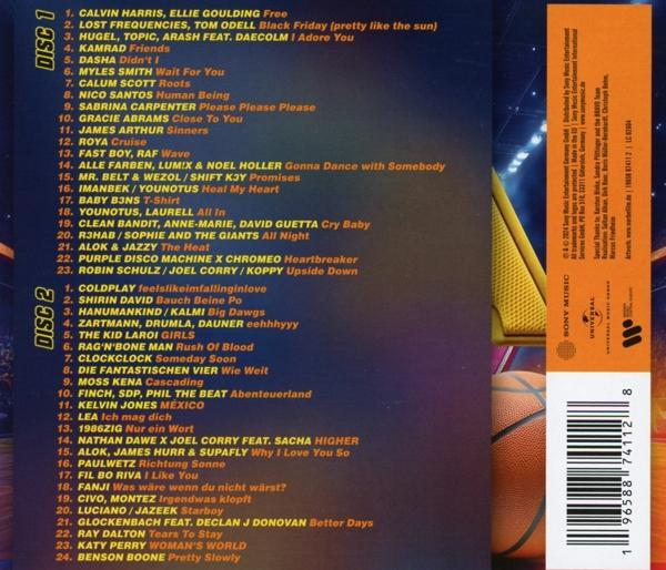 Rückseite einer Musik-CD mit Titeln und Logos eines Plattenlabels.