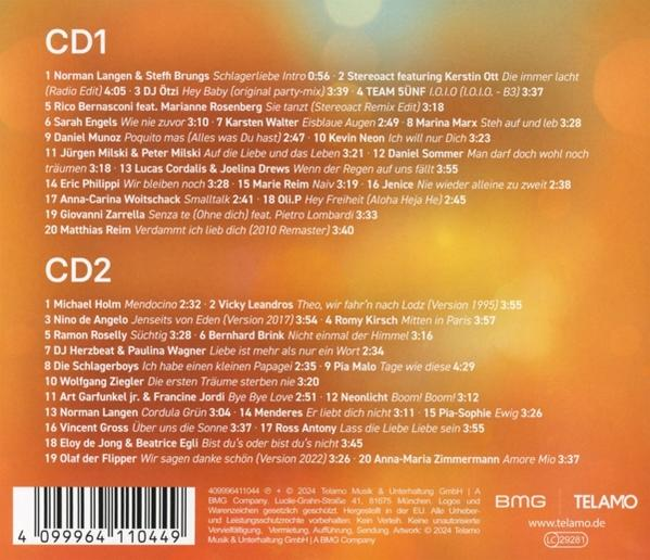 CD mit dem Titel, CD1 und CD2 mit einer Liste der Songs auf schwarzem Hintergrund.