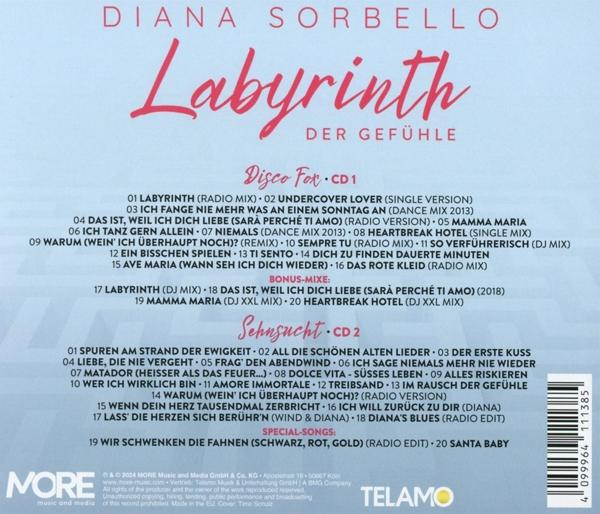 CD-Cover mit Text über Diana Sorbo, mit einer Liste von Songs.