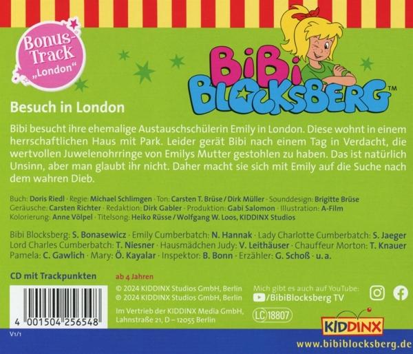 Bibi Blocksberg CD-Cover mit Text und Illustration.
