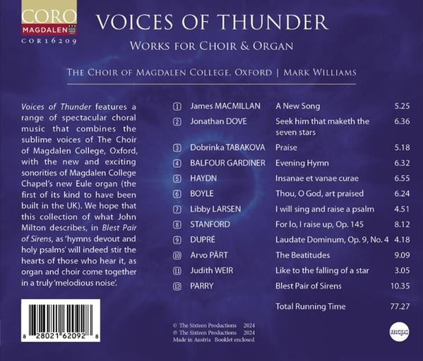 Albumcover mit Text, Noten. Enthält Chor- und Orgelwerke.