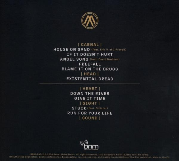 Albumcover mit Titelliste. Enthält Titel: Carnal, House on Sand, If it Doesn't Hurt, Angel Song, Freefall, etc.