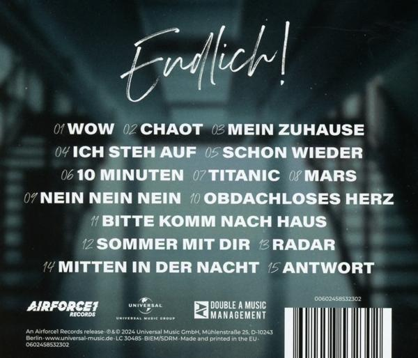 Die Rückseite einer CD mit der Titelliste eines deutschen Musikalbums.