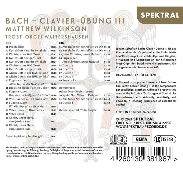 CD-Cover mit Text über Bach, CD-Tracks und Beschreibung auf Deutsch. Die CD liegt auf Weiß.