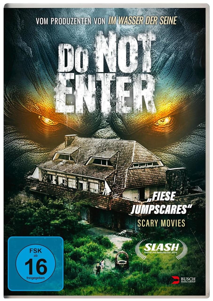 DVD-Cover mit einem gruseligen Haus, Monsteraugen und Text, weißer Hintergrund.