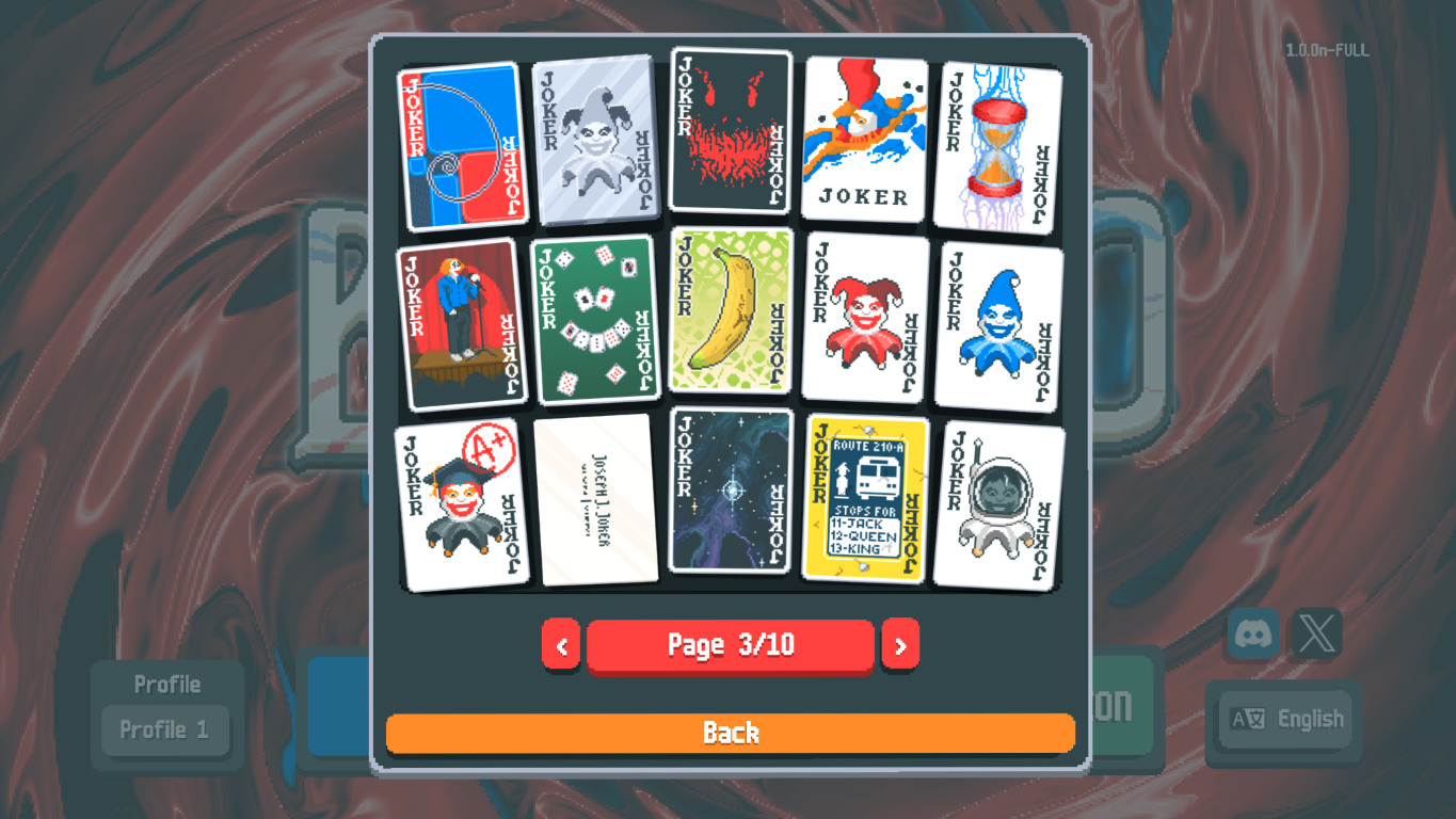 Ekran wyświetla interfejs gry karcianej z różnymi kartami.