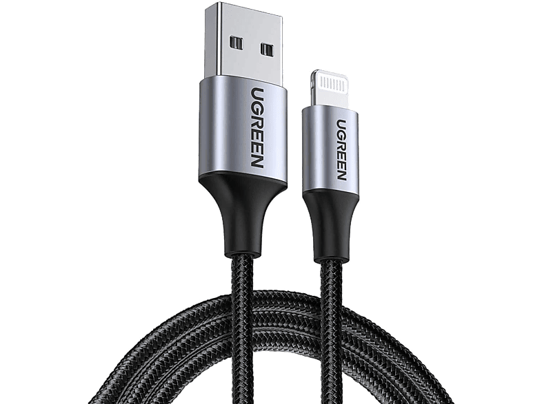 UGREEN Lightning to USB-A Örgülü MFi Sertifikalı iPhone Hızlı Şarj Kablosu 2 m Siyah_0