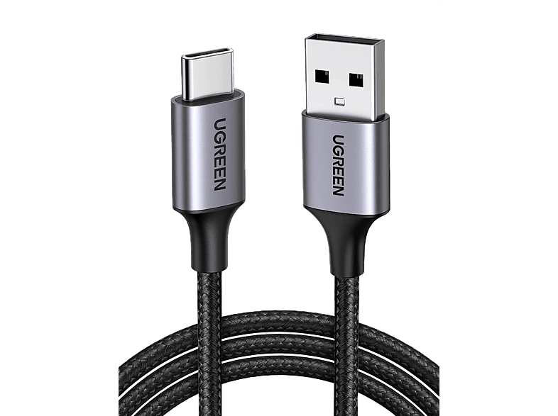 UGREEN USB-C to USB-A 3A QC Örgülü Hızlı Şarj Kablosu 3 m Gümüş Beyazı_0