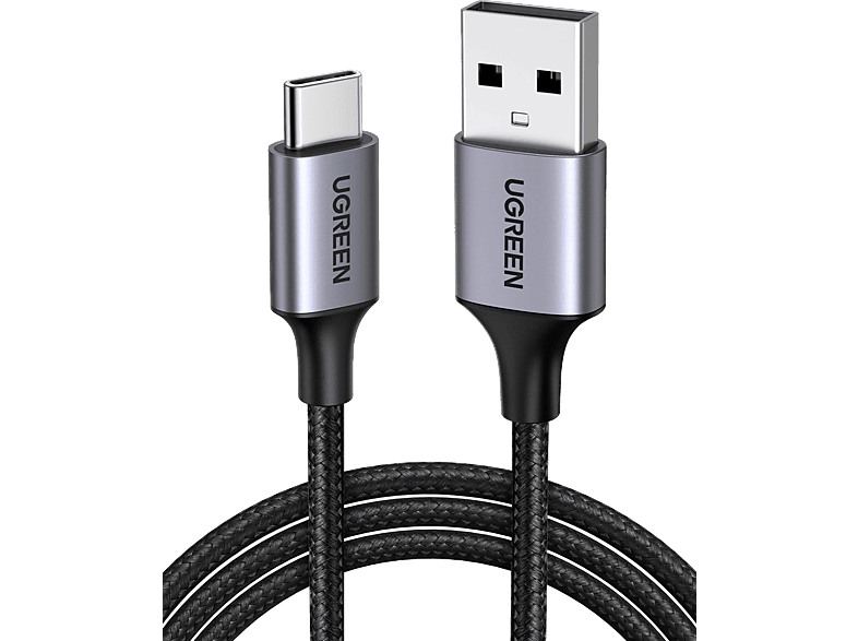 UGREEN USB-C to USB-A 3A QC Örgülü Hızlı Şarj Kablosu 1 m Siyah_0