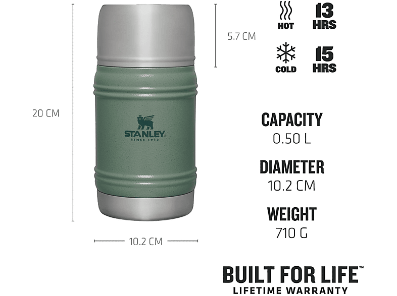 STANLEY The Artisan Thermal Food Jar .50L / 17oz Termos Hammertone Green_0