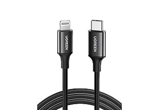 UGREEN Lightning to USB-C 3A PD MFi Sertifikalı Hızlı Şarj Kablosu 2 m Siyah_0