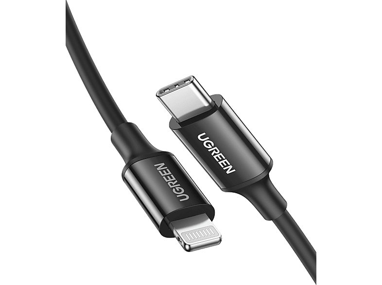 UGREEN Lightning to USB-C 3A PD MFi Sertifikalı Hızlı Şarj Kablosu 1 m Siyah_0