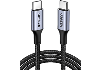 UGREEN USB-C to USB-C 100W 5A QC PD Örgülü Hızlı Şarj Kablosu 1 m Siyah