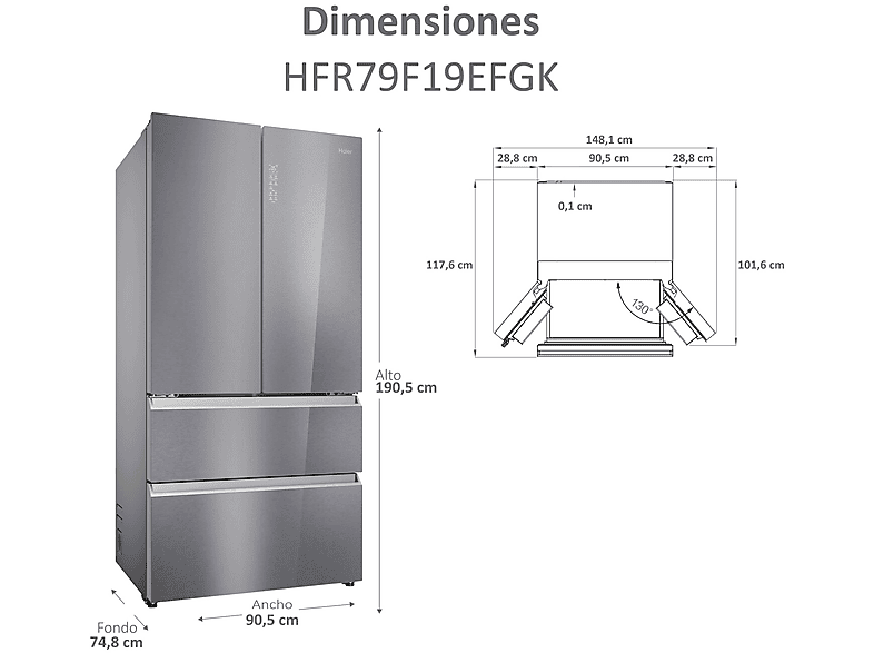 Haier - Frigorífico MultiDoor - Frigorífico MultiDoor - FD 90 Series 7 - HFR79F19EFGK - 34005705 – imagen 2