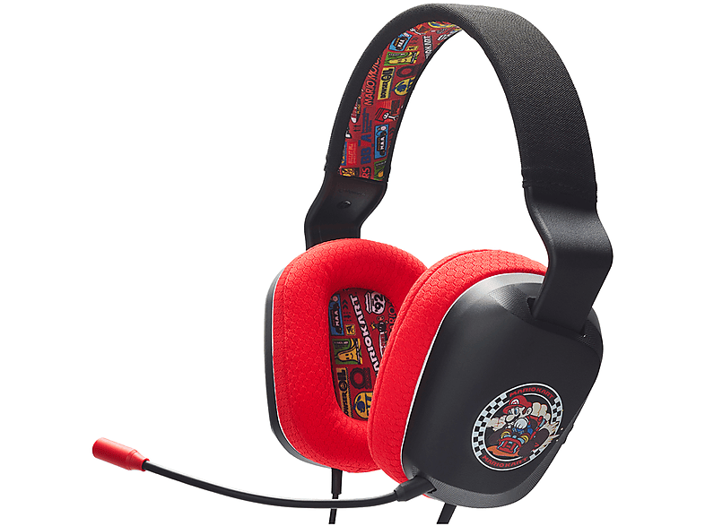 PowerA Cuffie Gaming Mario Cuffie, Nero-Rosso
