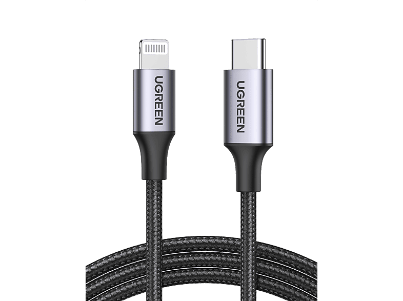 UGREEN Lightning to USB-C 3A PD MFi Sertifikalı Örgülü Hızlı Şarj Kablosu 2 m Siyah_0