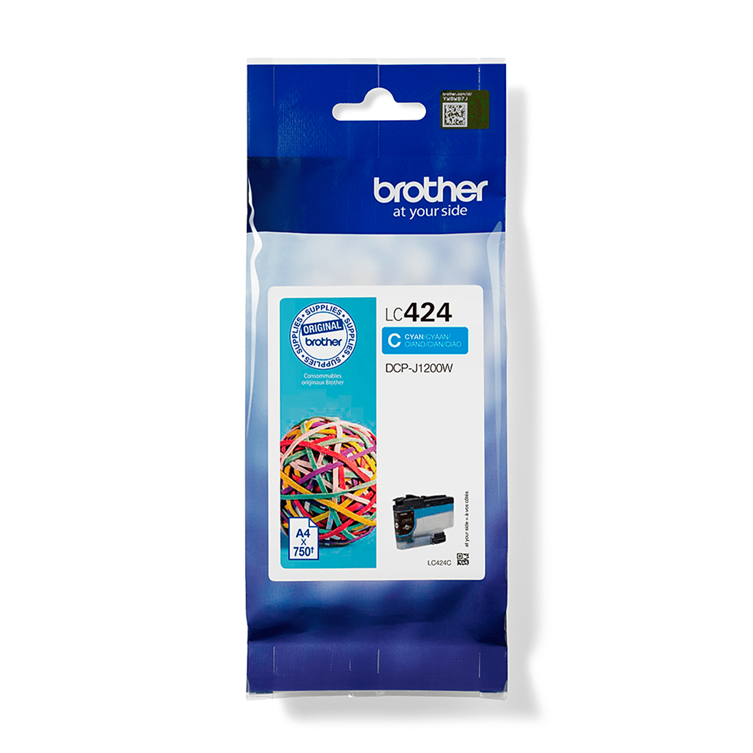 Confezione di cartucce d'inchiostro Brother LC424, blu.