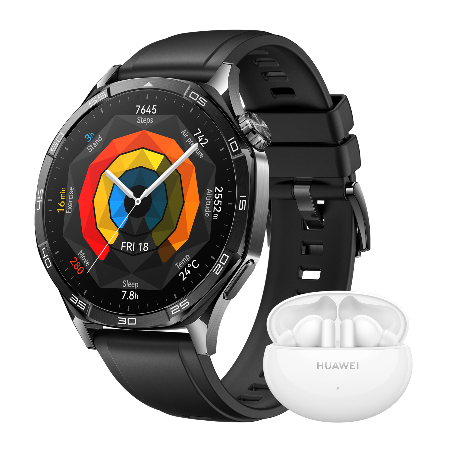 HUAWEI WATCH GT5 46 mm + FreeBuds 5i (bundel) - Smartwatch Zwart