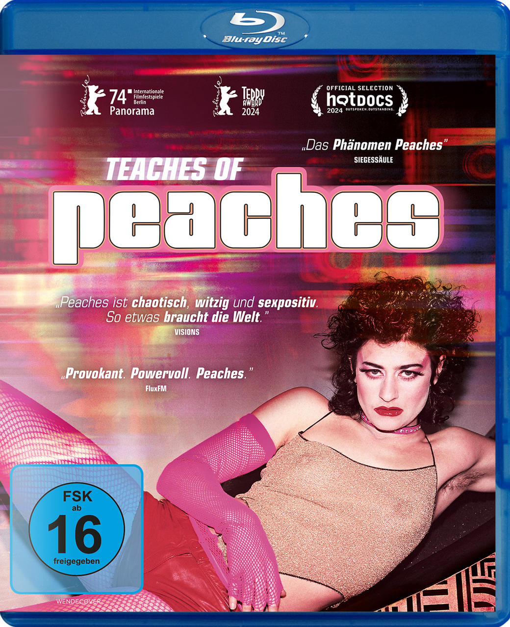 Blu-ray Disc des Films 'Teaches of Peaches'. Cover zeigt Person in pinkem Outfit.