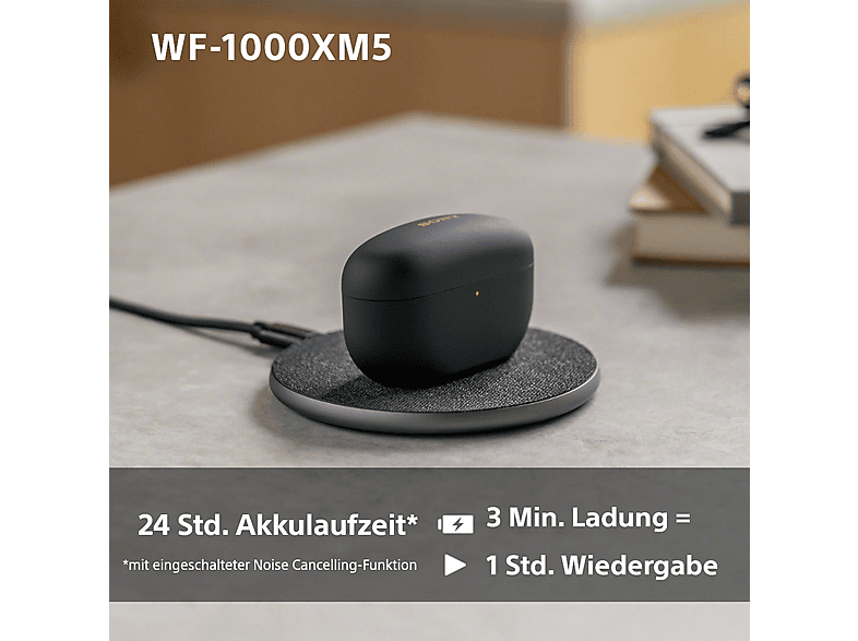 Sony WF-1000XM5 kabellose In-Ear-Kopfhörer mit Noise Cancelling – Bis zu 24 Stunden Akkulaufzeit – Schwarz; True Wireless Kopfhörer — Foto 5 von 5