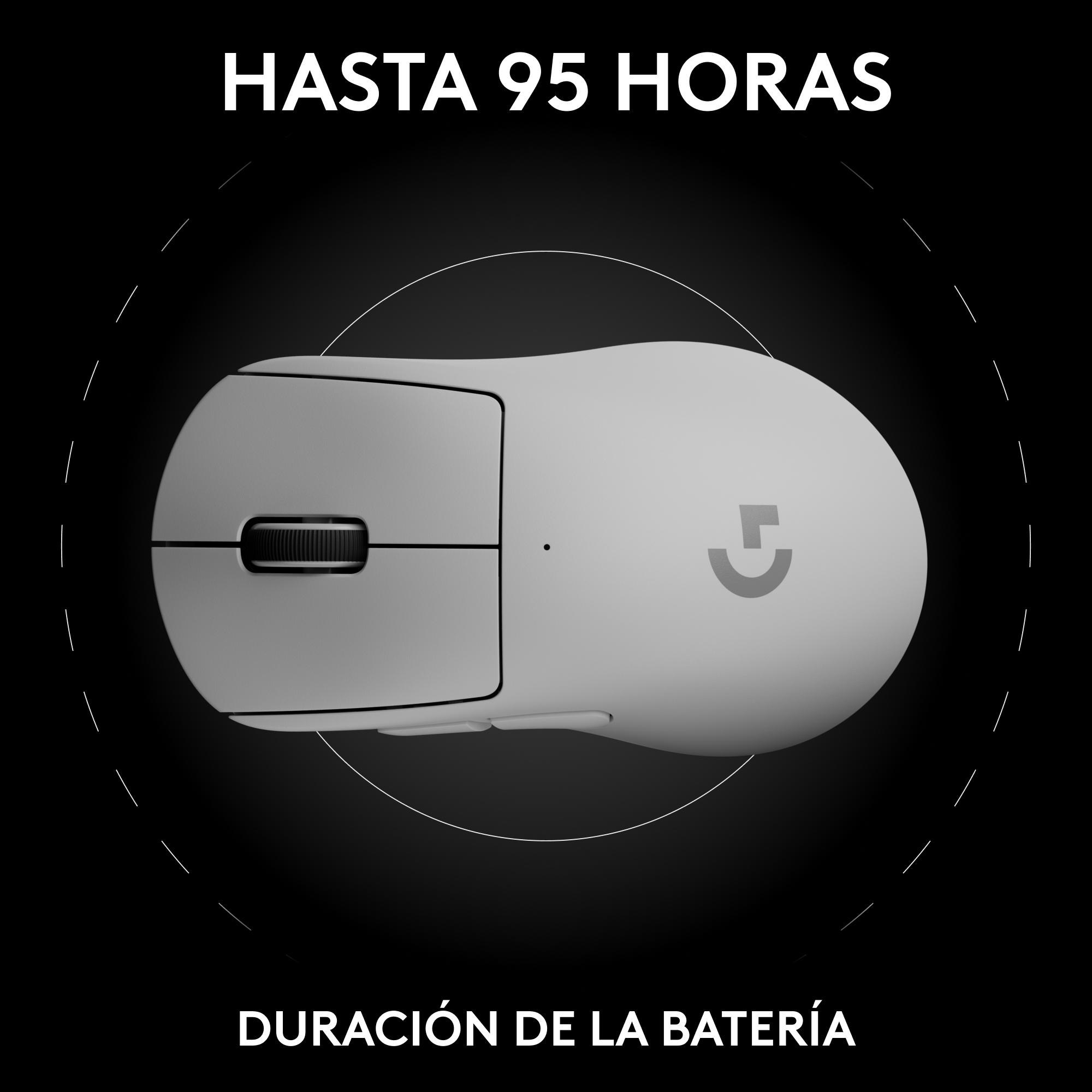 Un ratón de ordenador gris con un indicador de duración de la batería.