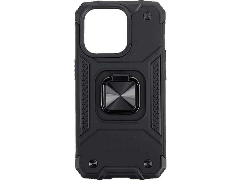 Funda móvil - ISY ISC 6101, Apple, iPhone 15 Pro, Resistente a Golpes, Soporte Plegable Integrado, Negro