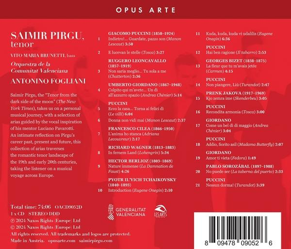 CD-Rückseite mit Musikdetails, Künstlernamen und Titellisten.