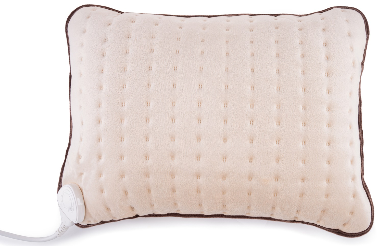 Biały okrągły robot odkurzający z dołączonym pojemnikiem. Jest na białej powierzchni.