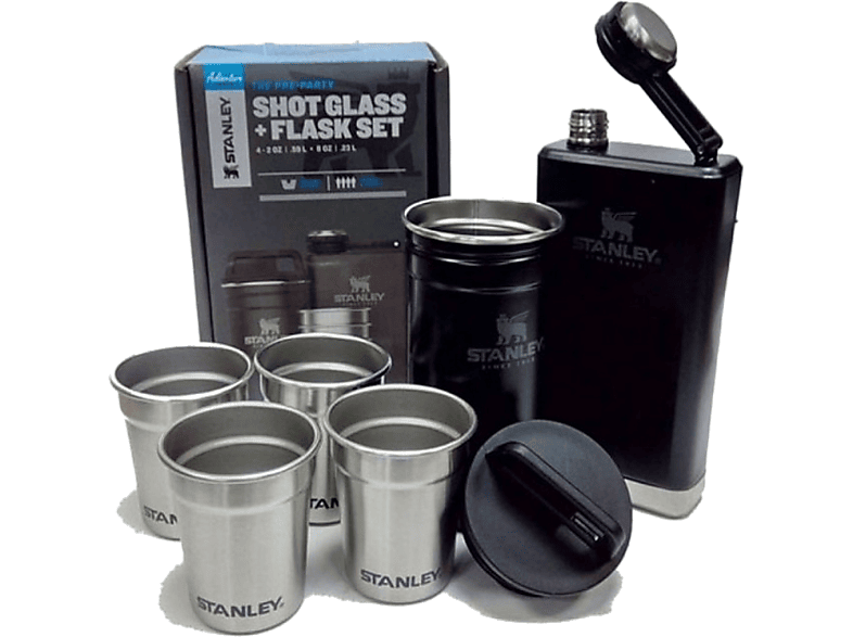 STANLEY The Pre-Party Shot Glass + Flask Set Termos Matte Black Pebble_0