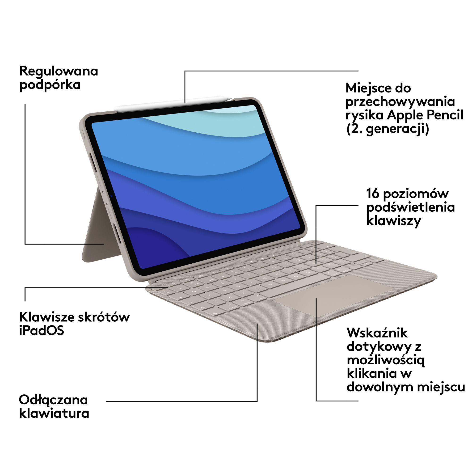 Etui LOGITECH Combo Touch do iPad Pro 11 Sand