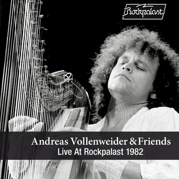 Andreas Vollenweider a színpadon hárfázik, a háttérben a 'Rockpalast' felirattal.