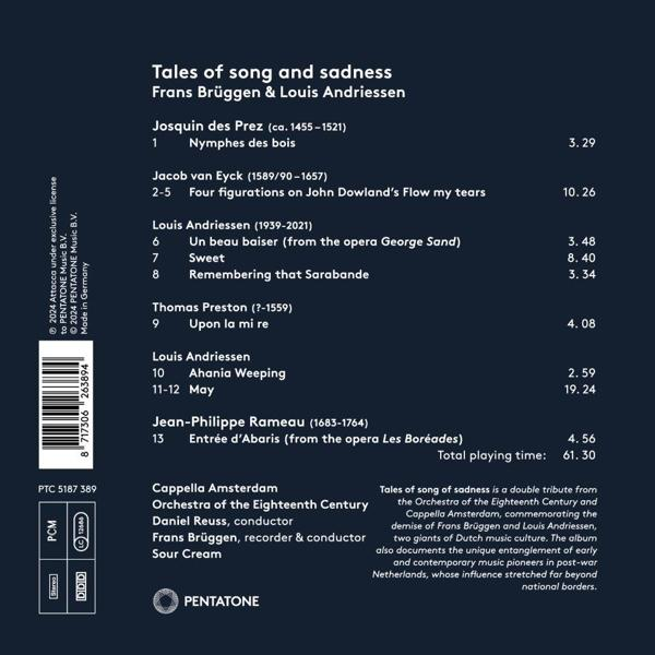 Text auf einem CD-Cover mit Songtiteln und Credits.