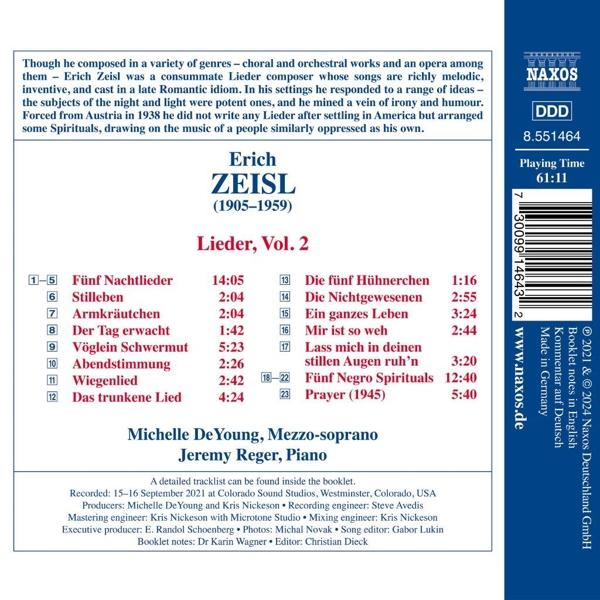 CD-Cover mit Text. Es enthält Informationen über ein Musikalbum mit einem Bild einer Frau.