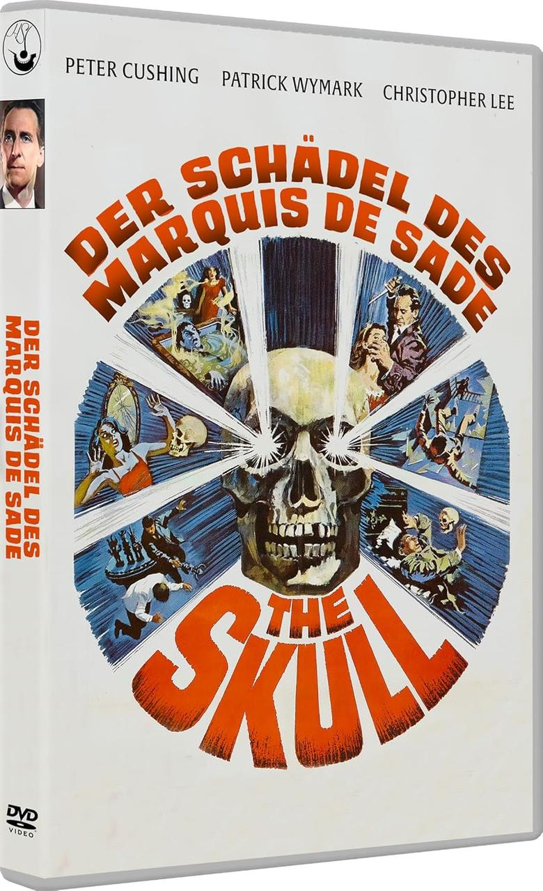 DVD-Cover von 'The Skull'. Zeigt einen Schädel mit Augen. Text: 'Der Schädel des Marquis de Sade'.