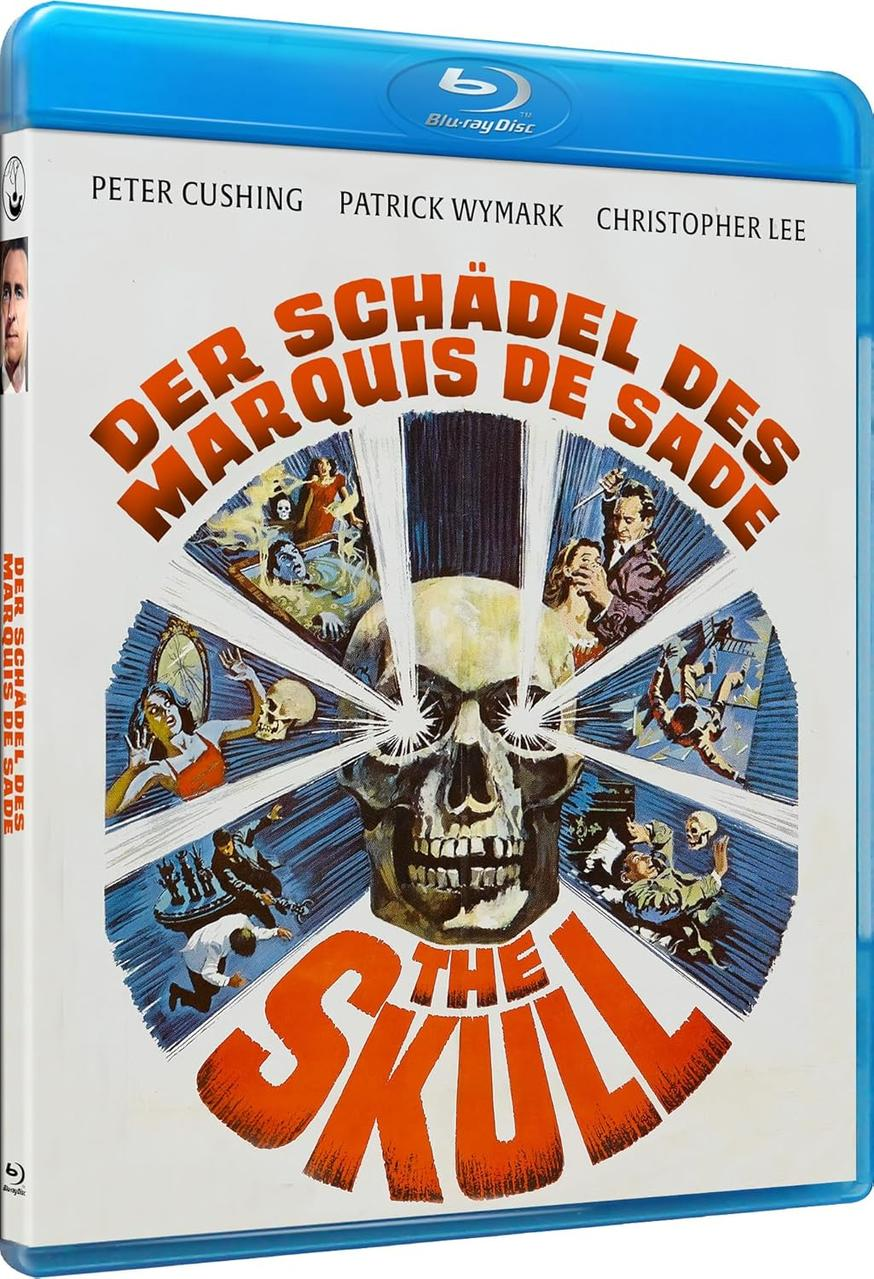 Blu-ray-Disc-Hülle für den Film 'The Skull'. Es zeigt einen Schädel mit hellen Augen, ein Filmplakat.
