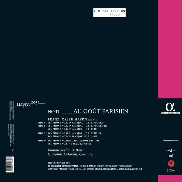 Vinyl-Schallplattenhülle. Es ist eine limitierte Auflage von Haydns Musik. Die Farbgebung ist rosa, schwarz und weiß.