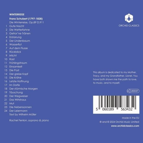 Albumcover mit Text, der Songs und Credits auflistet. Eine Widmung an die Familie befindet sich ebenfalls auf dem Albumcover.