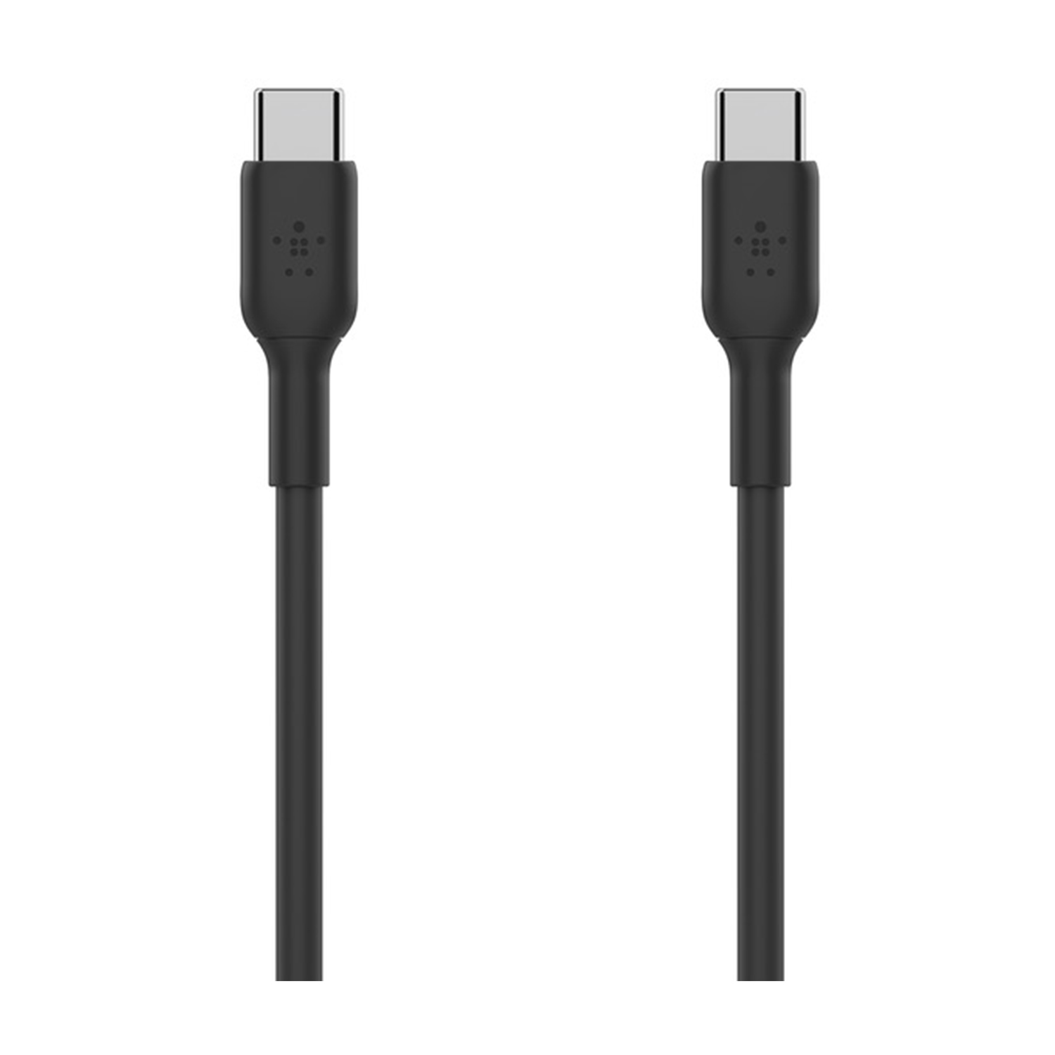 Due cavi USB-C neri affiancati, con i connettori USB-C in alto.