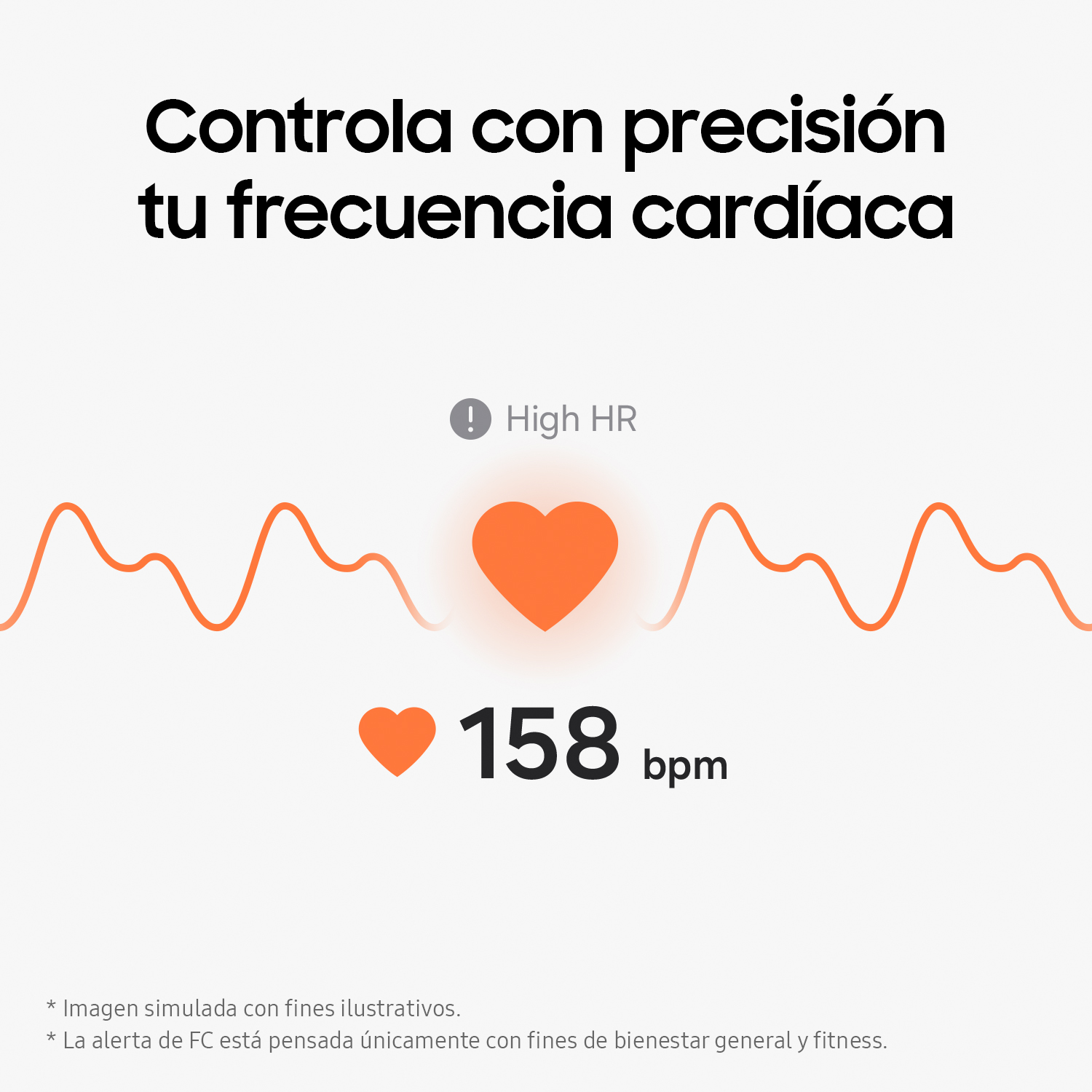 Una imagen de un monitor de frecuencia cardíaca con un gráfico de corazón naranja y una lectura de 158 bpm.