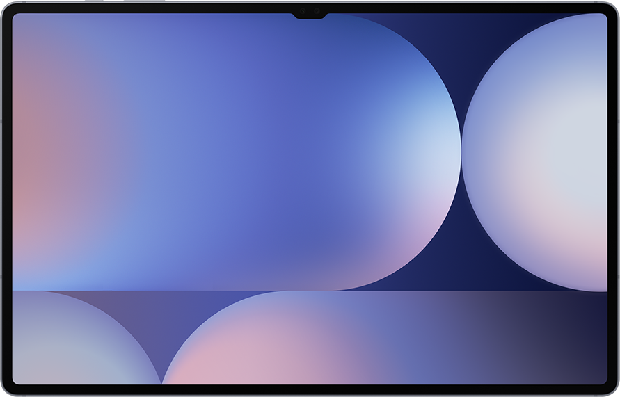 Tablet képernyő kék-fehér absztrakt háttérrel.