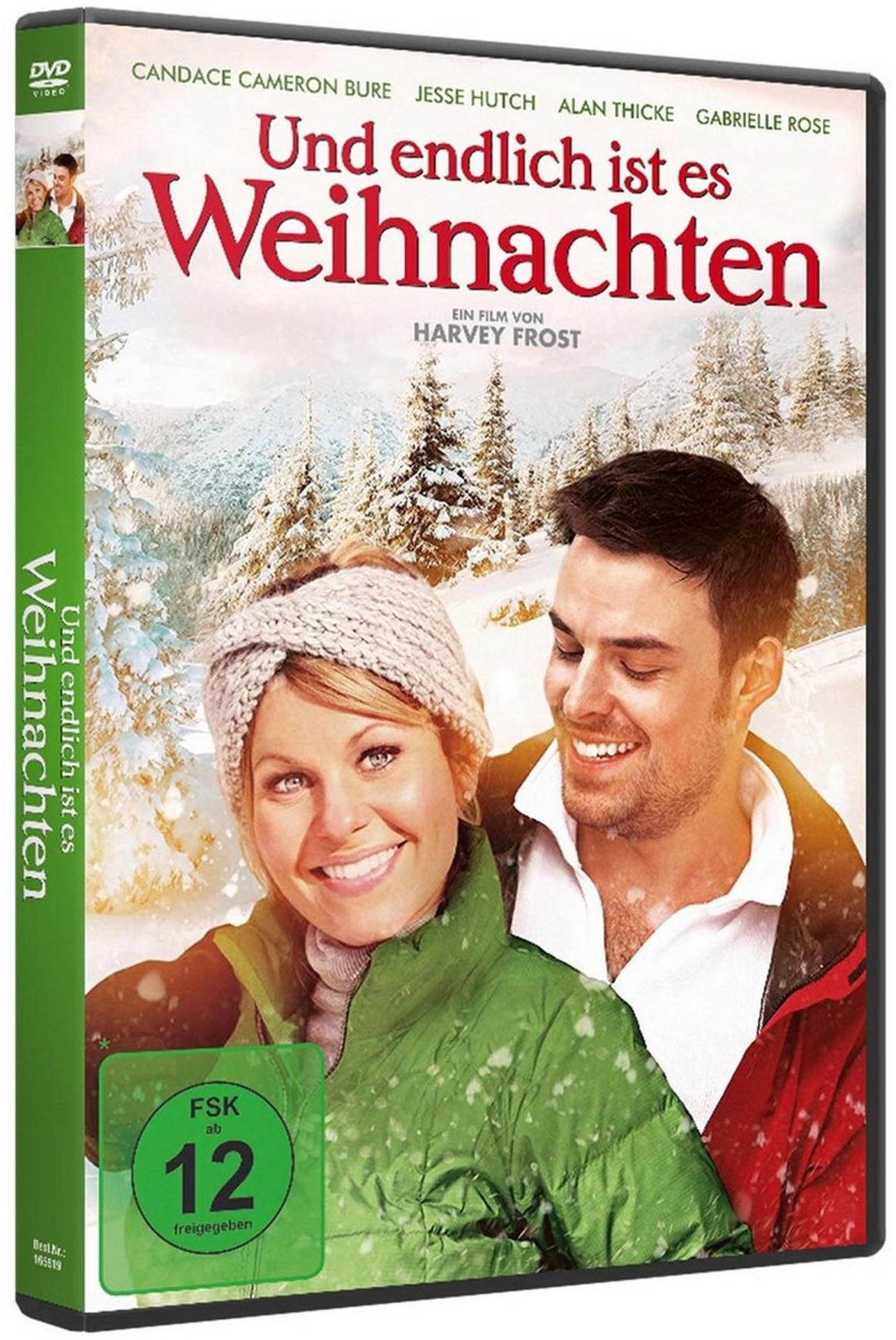 DVD-Cover mit einem Paar vor verschneitem Hintergrund. Titel: Und endlich ist es Weihnachten.