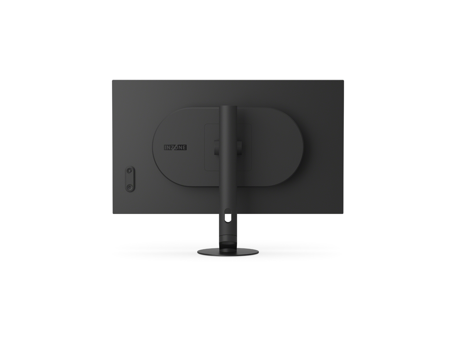 Vue arrière d'un moniteur d'ordinateur noir. Logo Inzone visible à l'arrière.